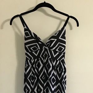 Black and white printed maxi dress with straps